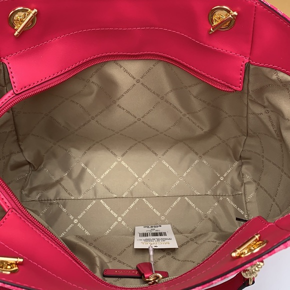 MICHAEL KORS LARGE CHAIN SHOULDER TOTE BAG ELECTRIC PINK COLOR - Picture 12 of 15